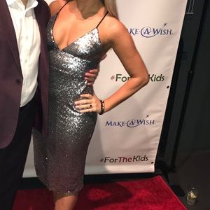 ABS by Allen Schwartz Sequin Midi Evening Dress